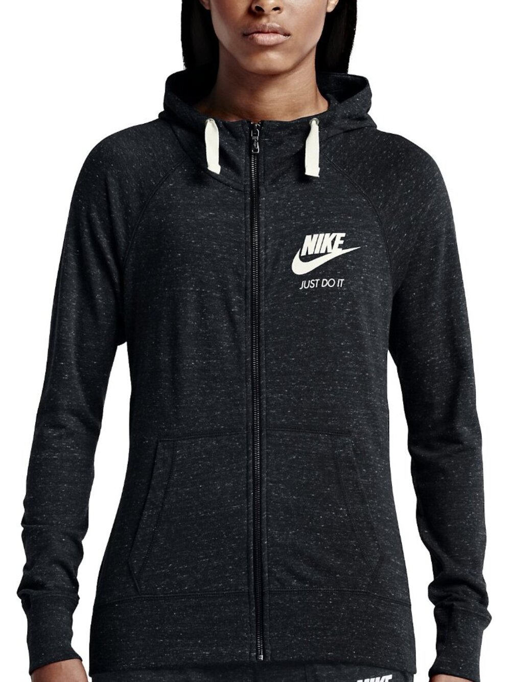 Nike Women's Black Sail Gym Vintage Lightweight Athletic Full Zip Hoodie Size S